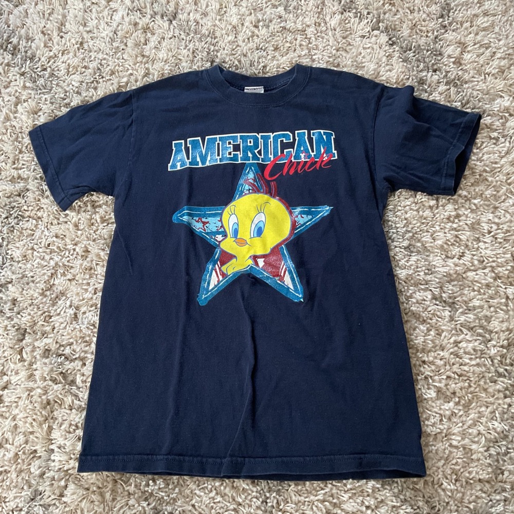 Looney Tunes Tweety Bird American Navy Blue T Shirt Size Small‎